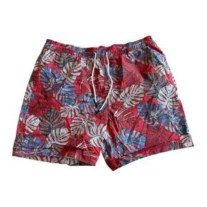 Tommy Hilfiger Mens Red Tropical Monstera Leaf Swim Trunks XXL 78J4719 600